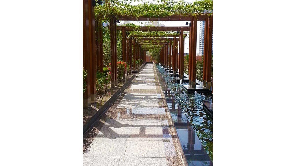 A walkway with a walkway over it.