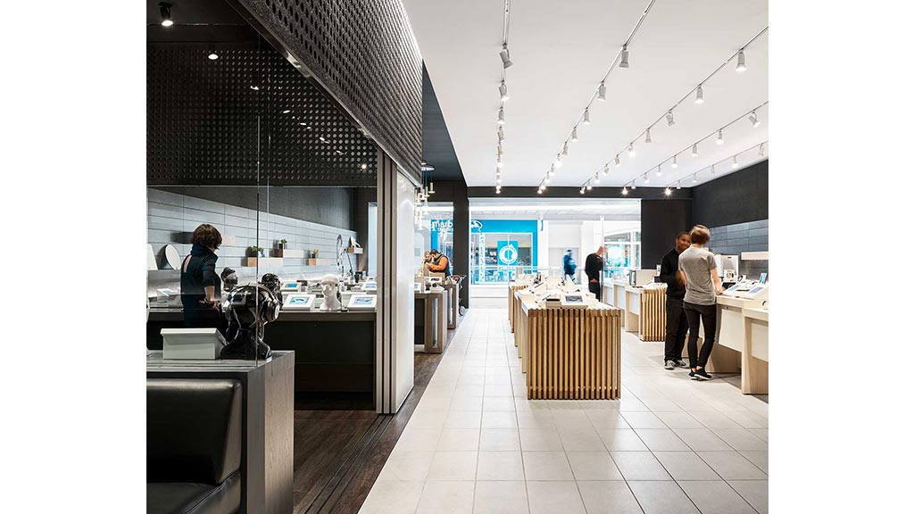 A large room with people in it.