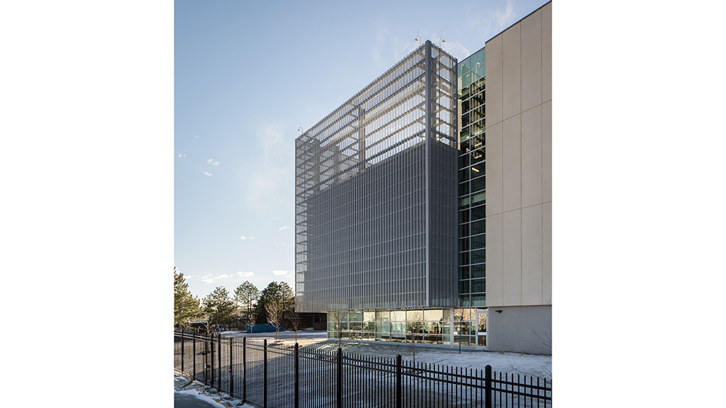 A building with glass walls.