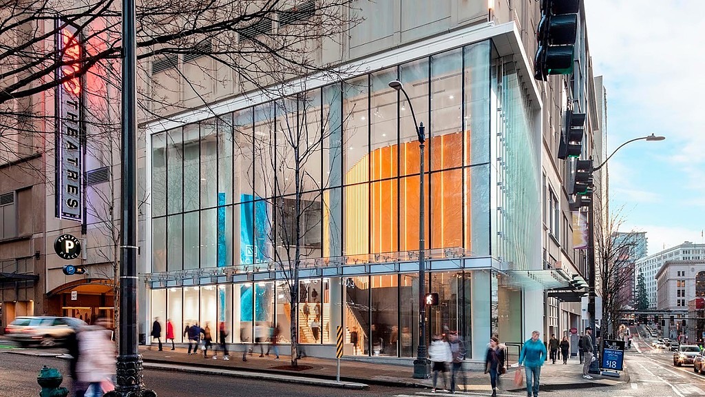 A large building with many windows.