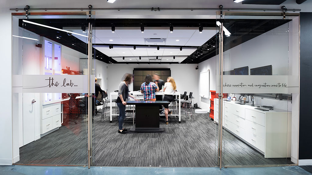 A group of people in a room.