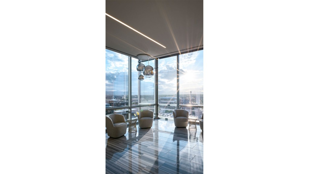 A room with a large window.