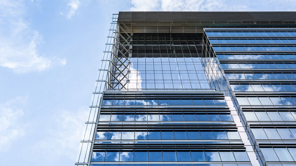A low angle view of a building.
