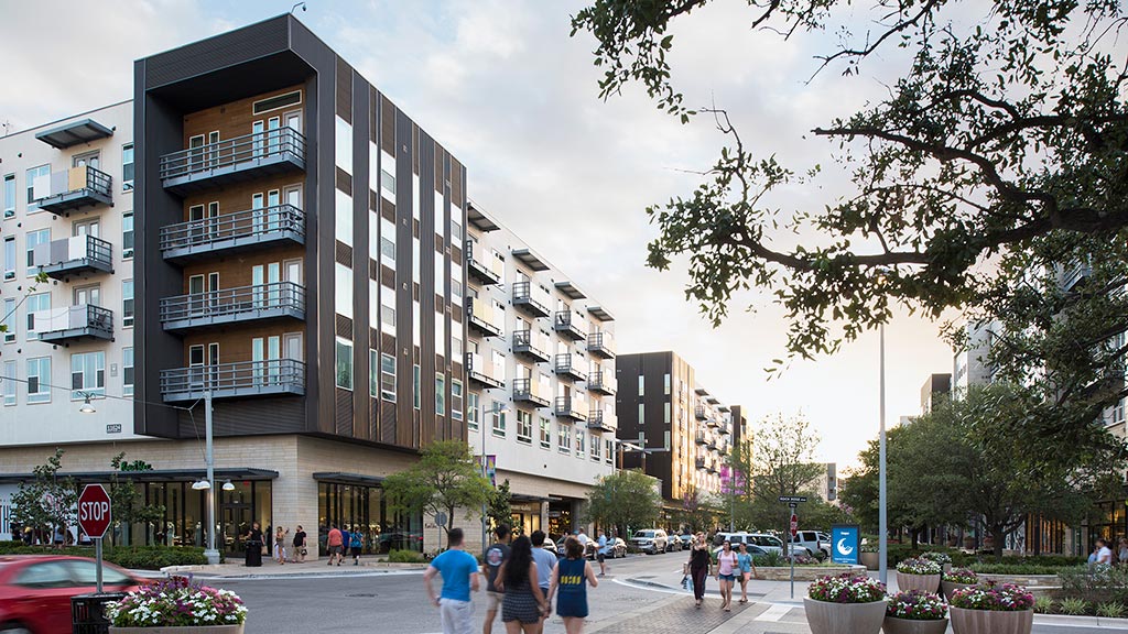 People walking on a street.