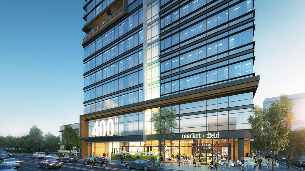 A large building with many windows.