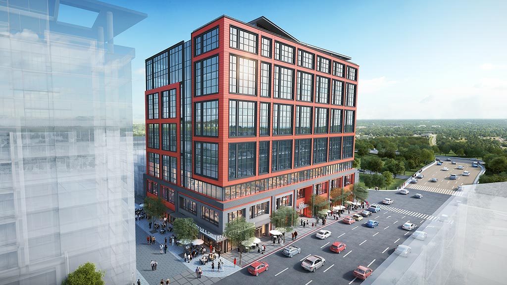 A large building with many windows.