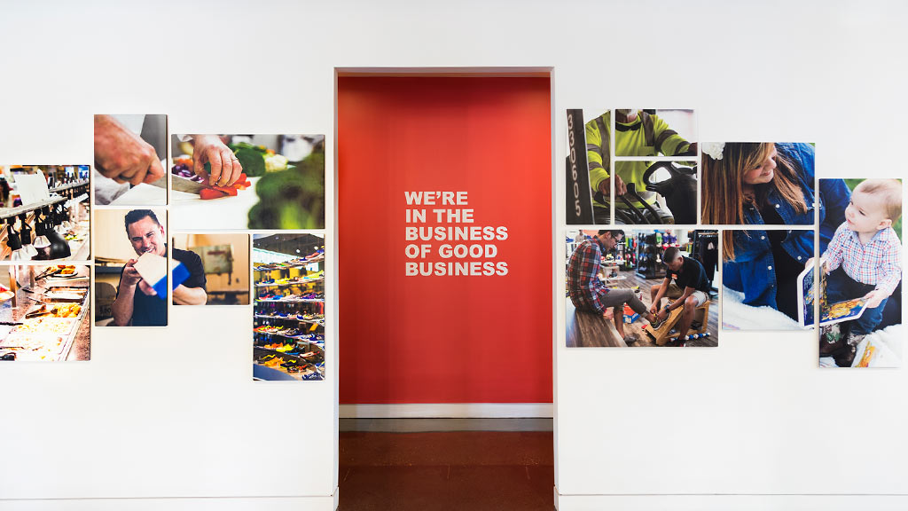 A red sign with white text.