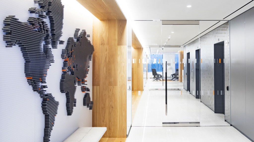 A room with a staircase.