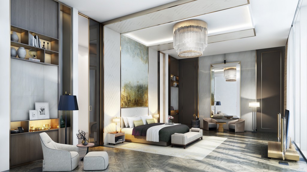 A room with a bed and a couch.