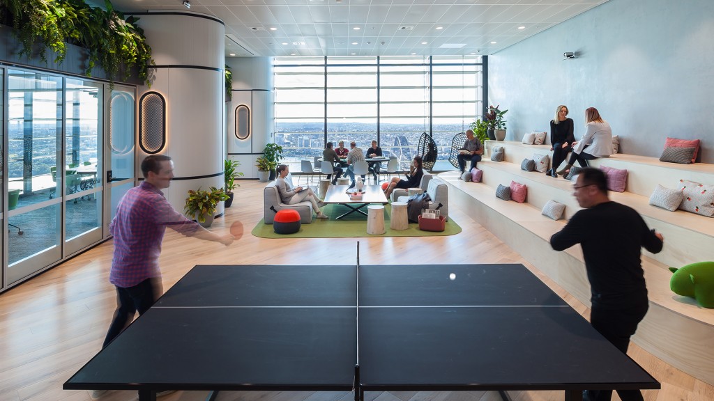 A group of people in a room.