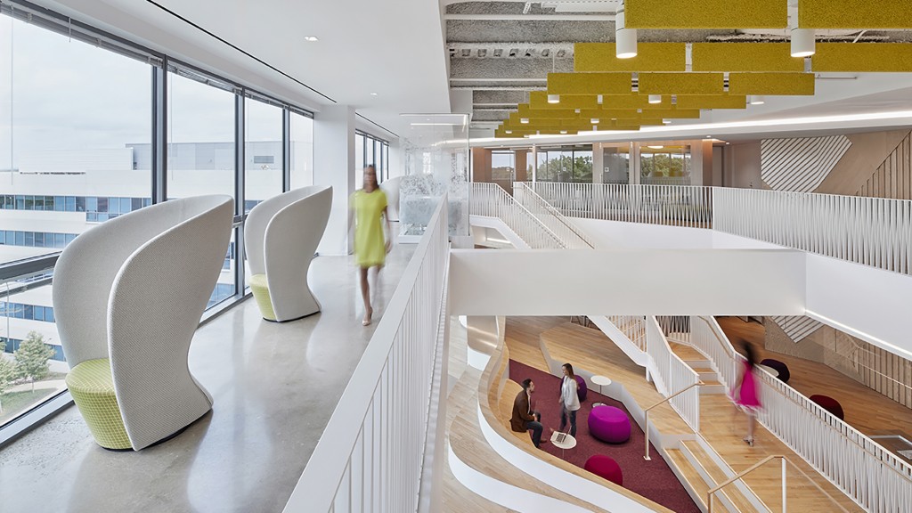 A high angle view of a building.