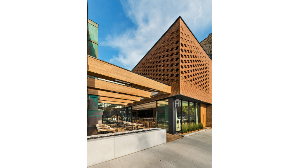 A building with glass walls.