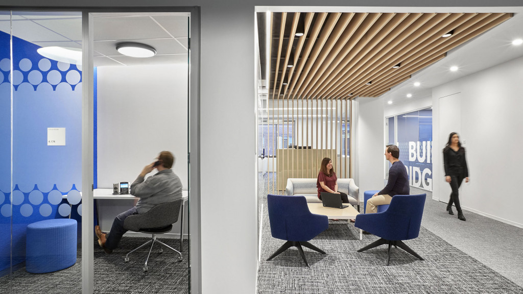 A group of people in a room.