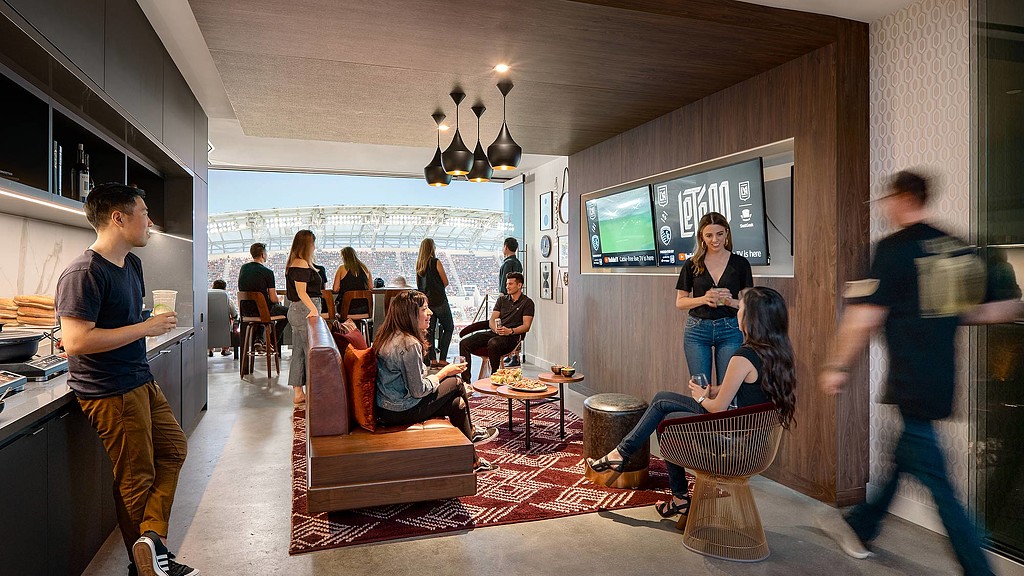 A group of people in a room.