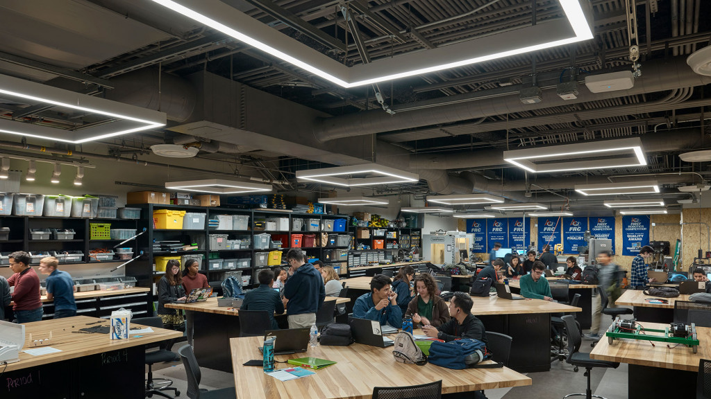 A group of people in a room.
