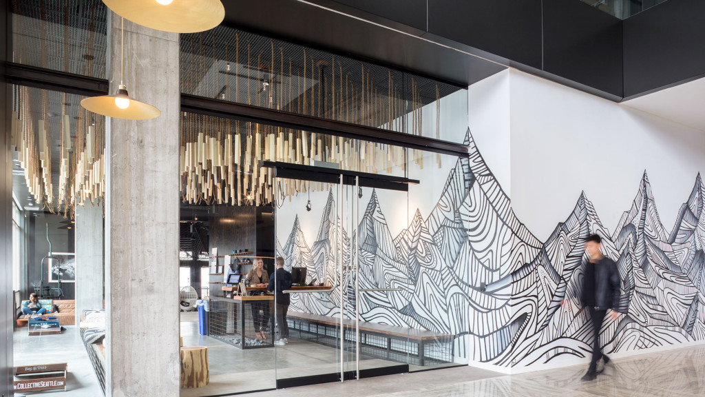 A person walking in a building.