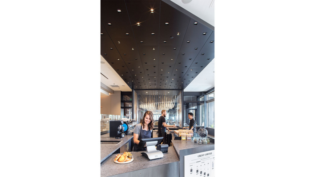 A group of people in an office.