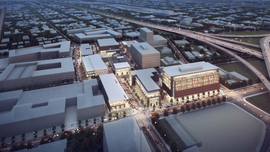 A large building with many windows.