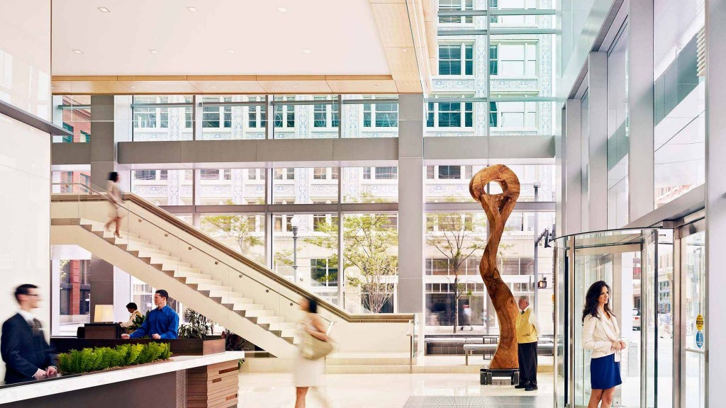 People walking inside a building.