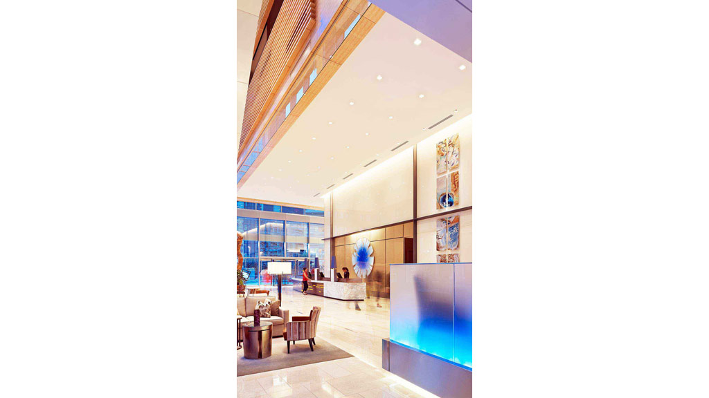 A large room with a large glass ceiling and a large circular ceiling.