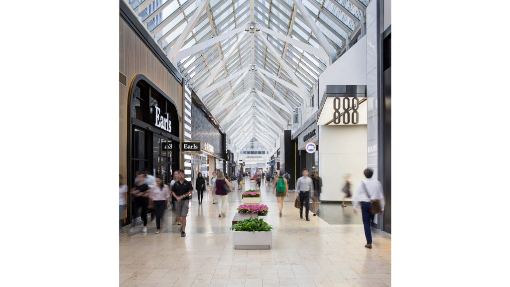 People walking in a mall.