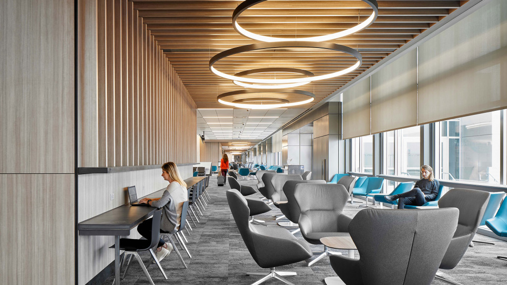 A few people sitting at a table.