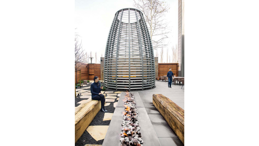 A person sitting on a bench.