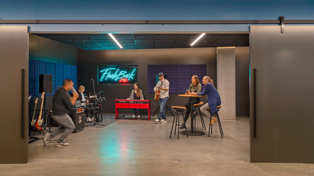 A group of people in a room.