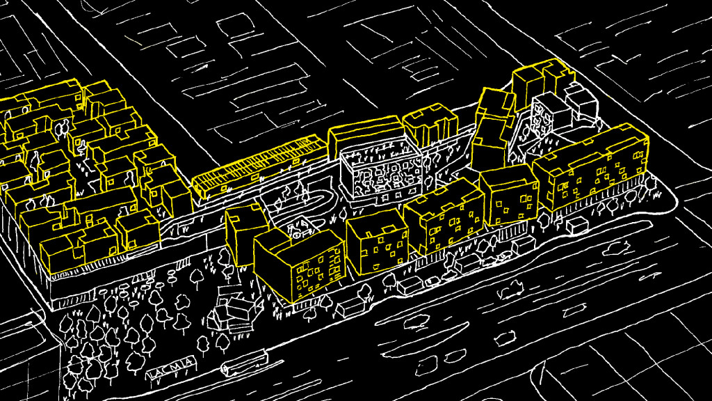 A black and yellow sign.