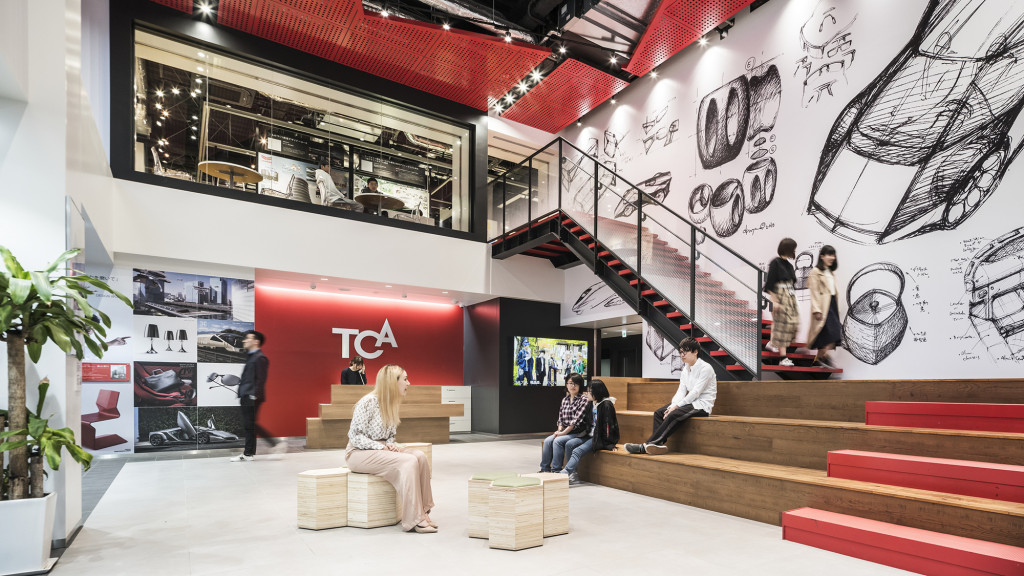 People sitting on the stairs.