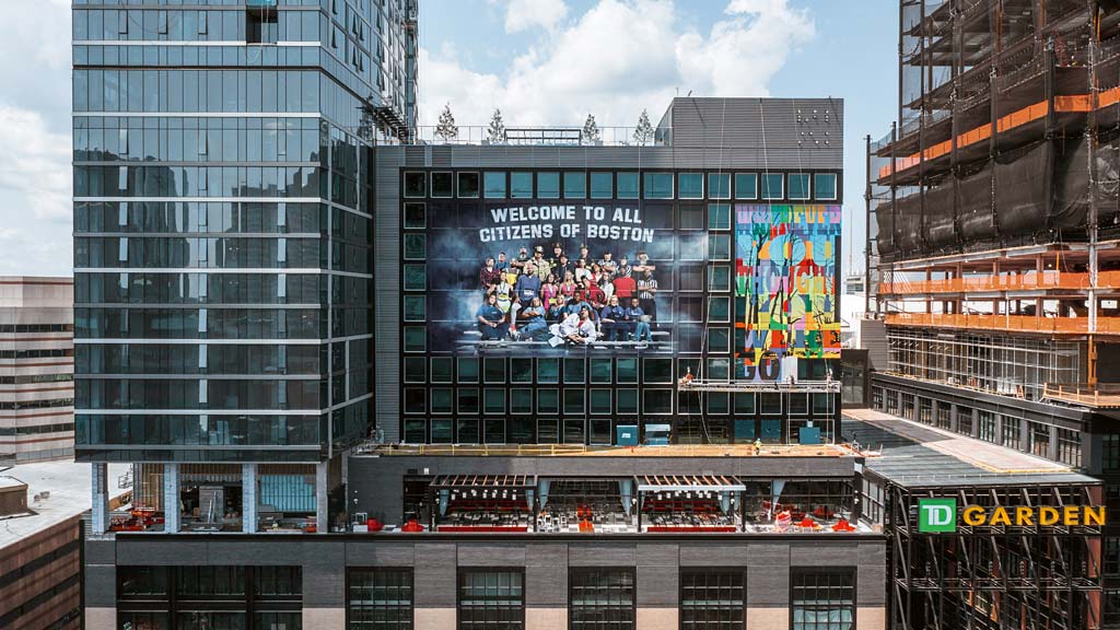 A large billboard on a building.