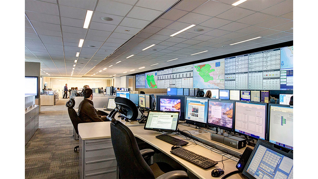 A room with many computers.