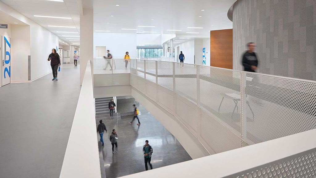 People walking in a building.