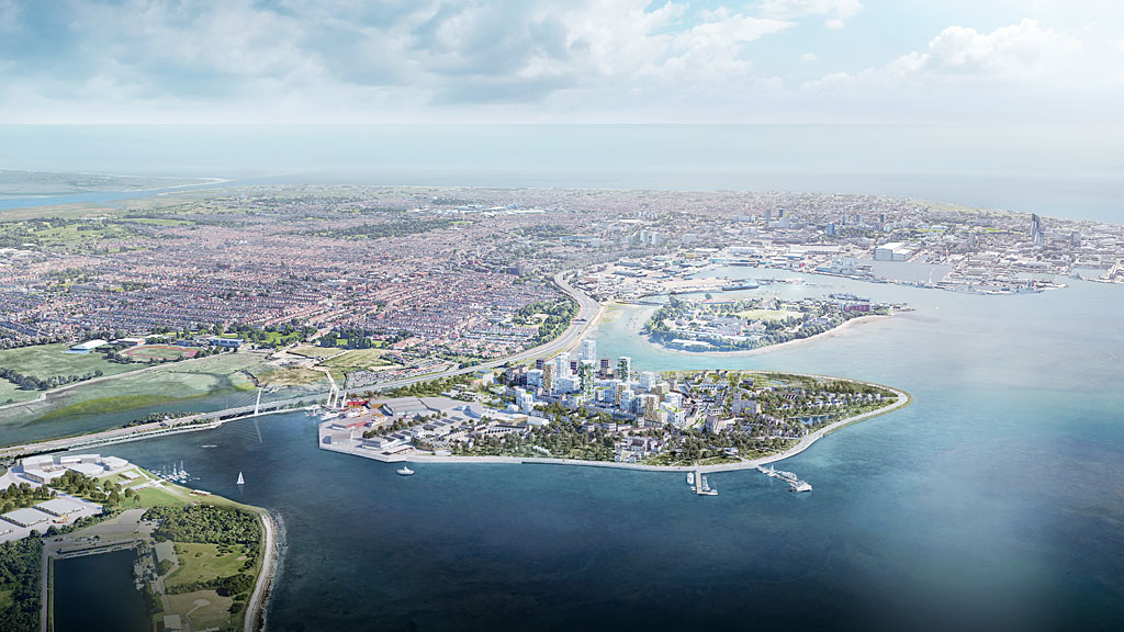 A city next to a body of water.