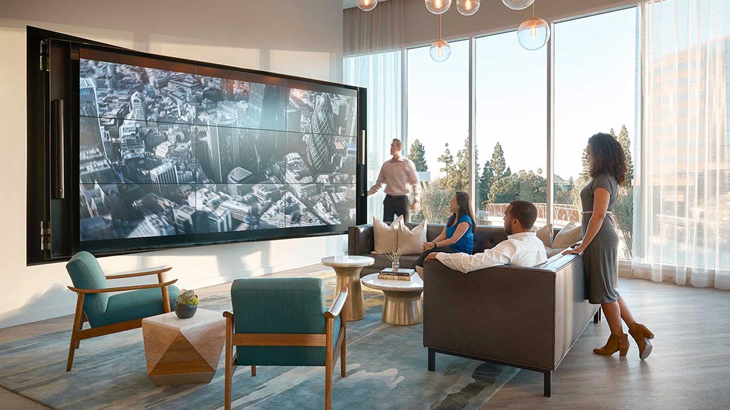 A group of people in a room.