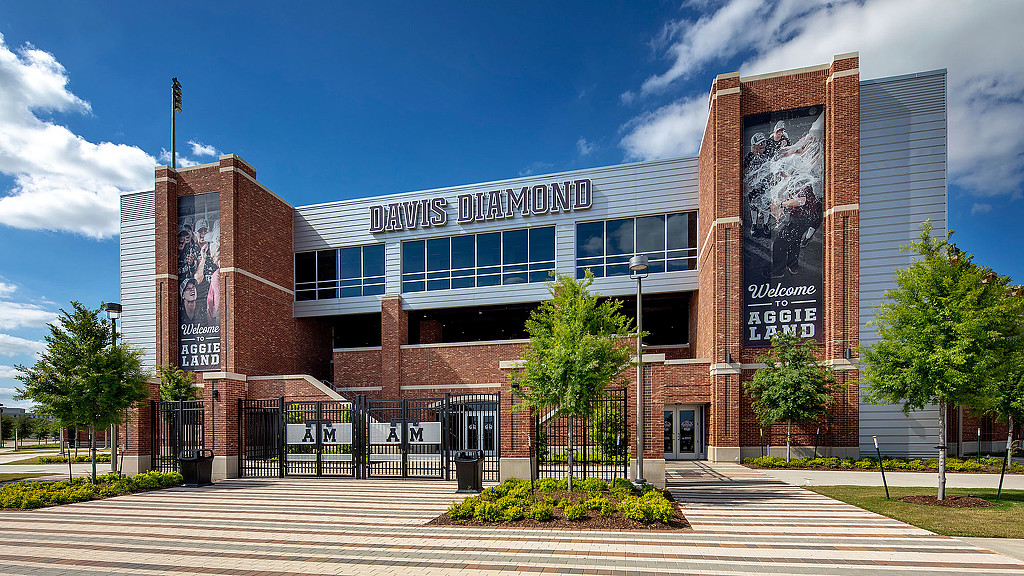 A building with a sign on it.