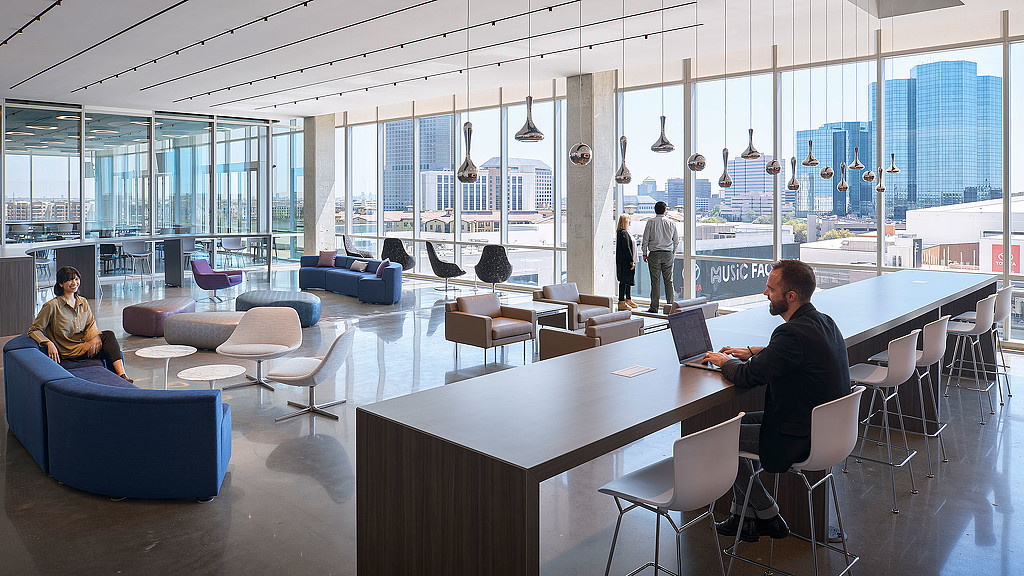 A group of people in a room.