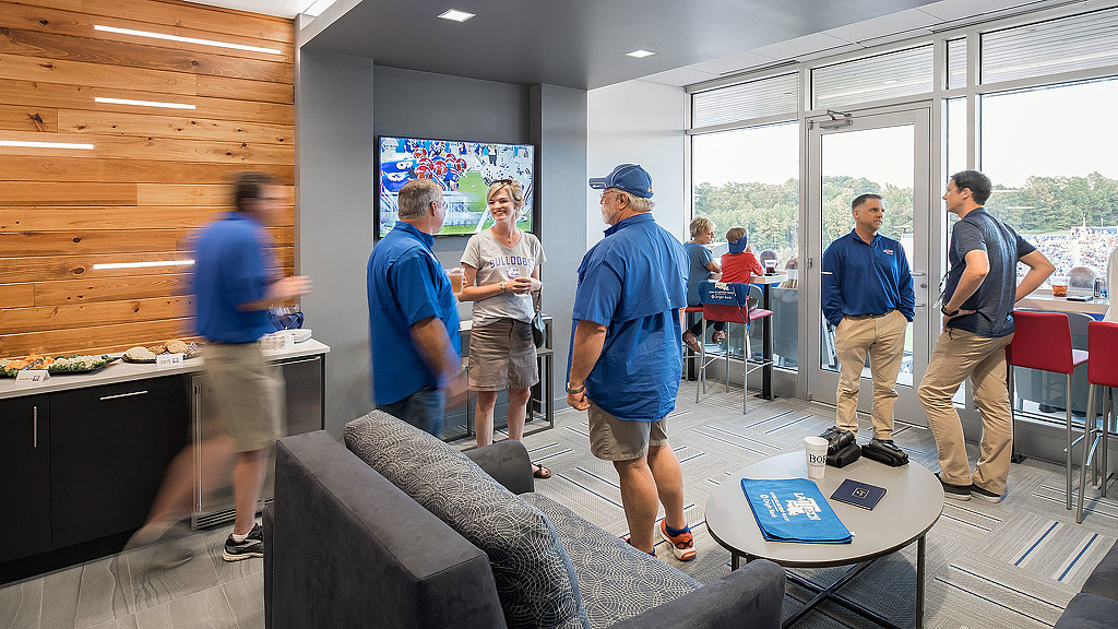 A group of people in a room.