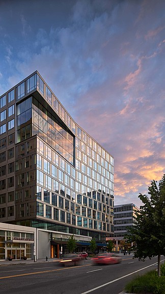 A building with a street in front.