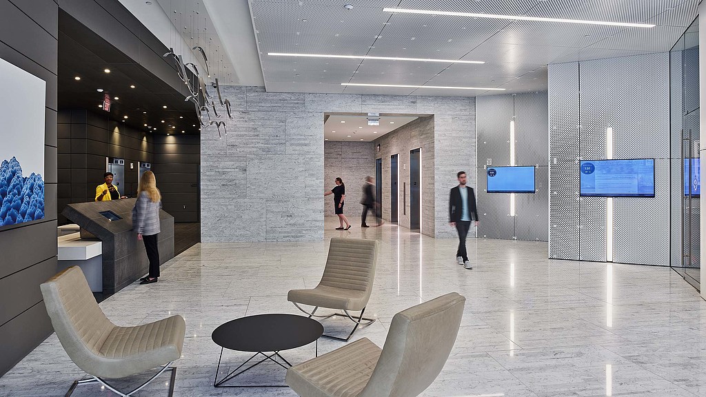 A group of people in a room.