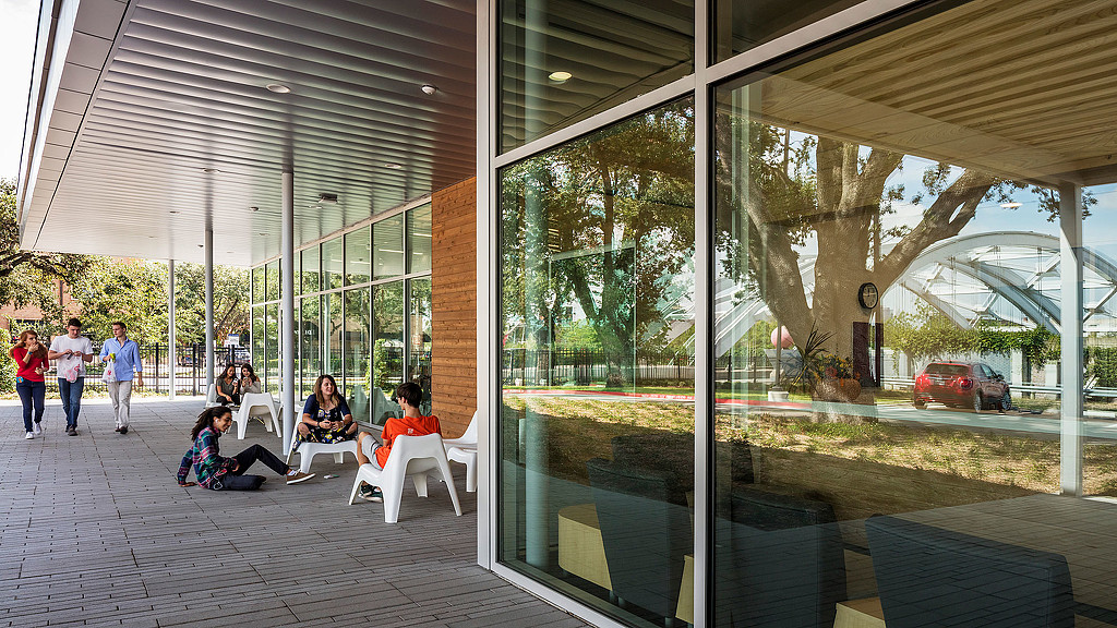 People sitting on a bench.