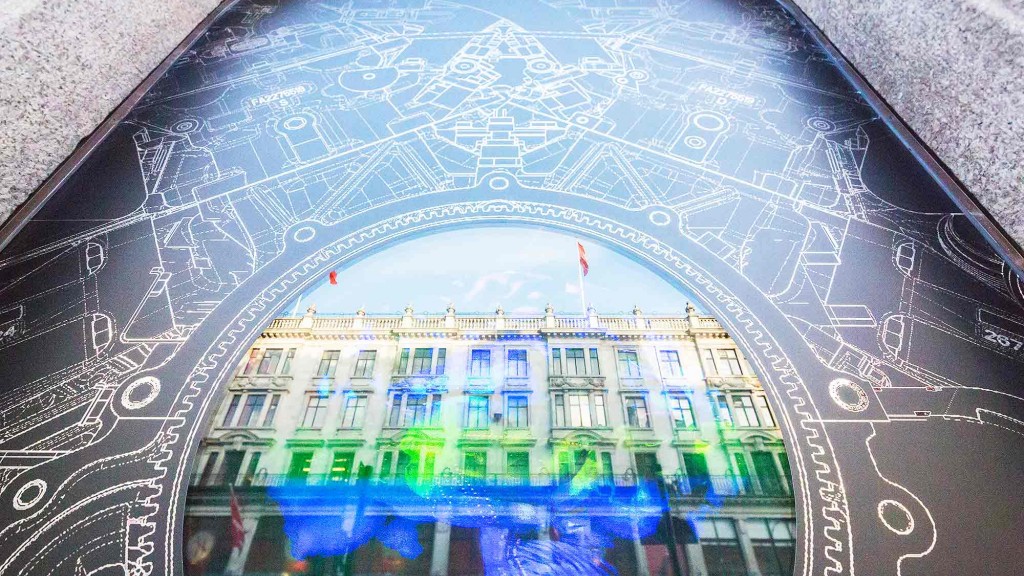 A circular building with a circular window.