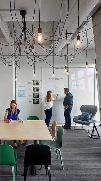 A group of people in a room.