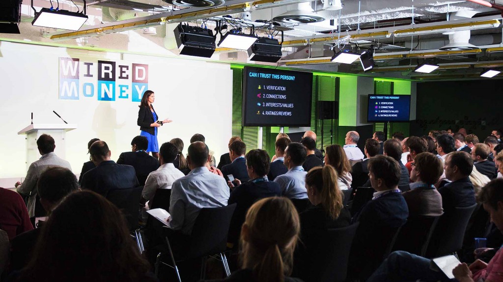 A person giving a presentation to an audience.