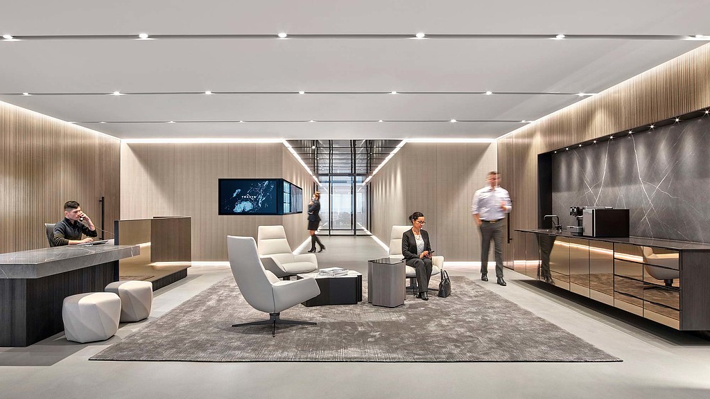 A group of people in a room.