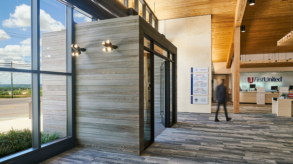 A person walking in a building.