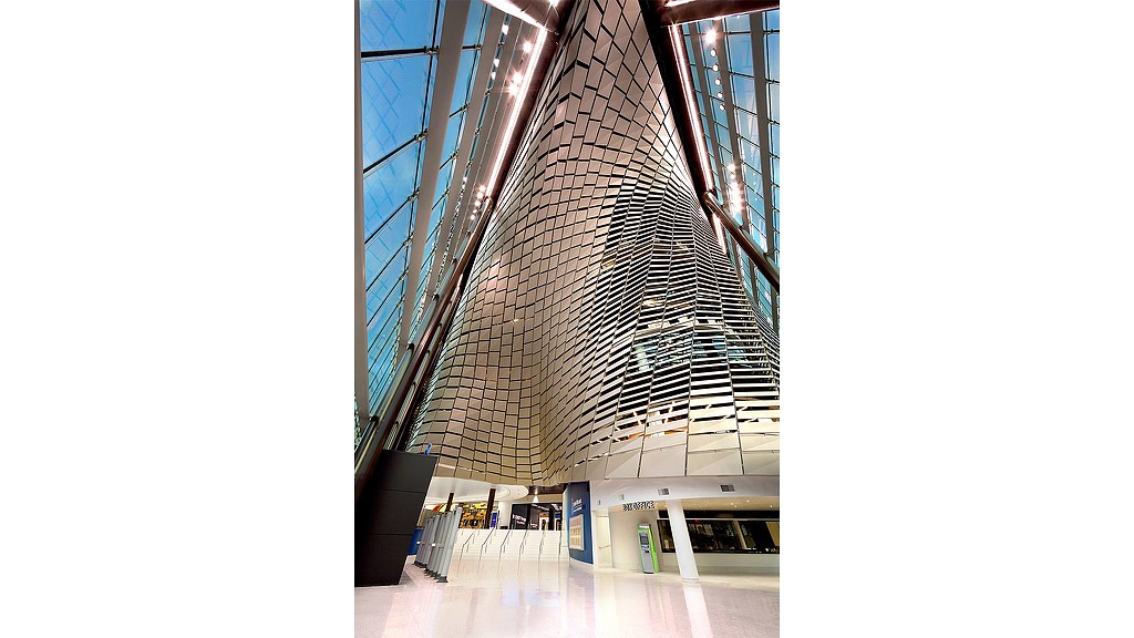 A building with glass walls.