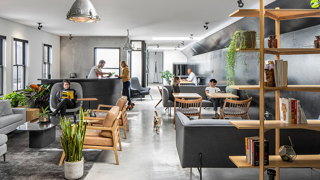 A group of people in a room.