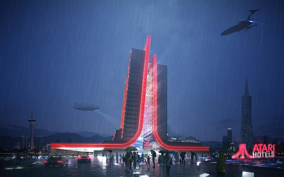 A large bridge with lights at night.