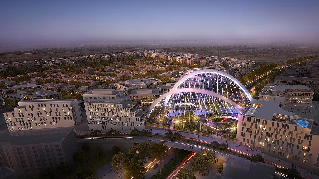 A city with a ferris wheel.